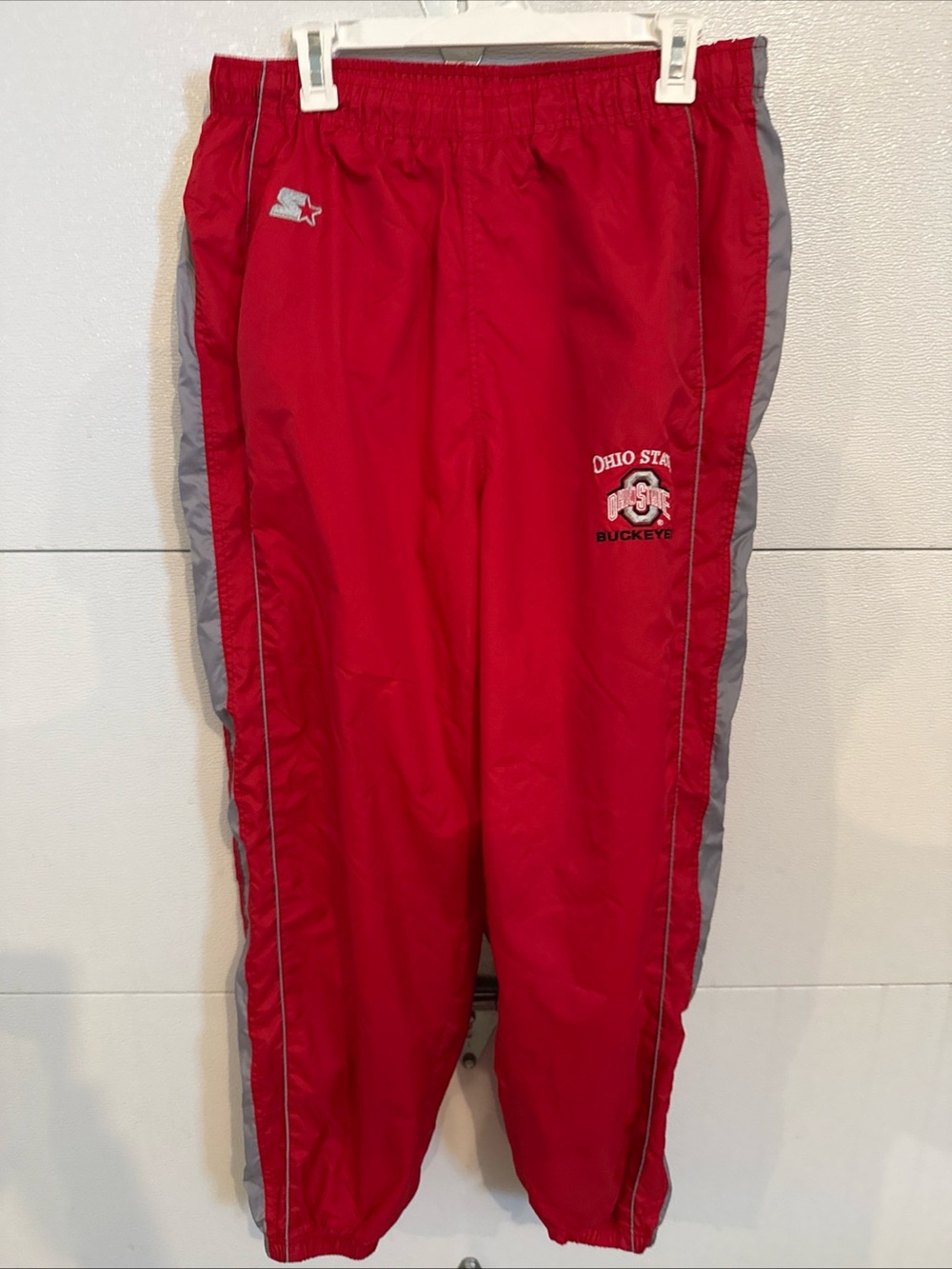 Vintage Starter Ohio State Buckeyes Track Pants Mens M 32-34 Red OSU Windbreaker
